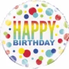 Διάφανο μπαλόνι Happy Birthday Surprise 55cm Bubble με πολύχρωμα πουά - Dragatakis Flowers.