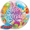 Πολύχρωμο διάφανο μπαλόνι Happy Birthday Bubble 55cm με ήλιο - Dragatakis Flowers