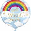 Μπαλόνι foil 46cm Get Well Soon με ουράνιο τόξο και σύννεφα - Dragatakis Flowers.